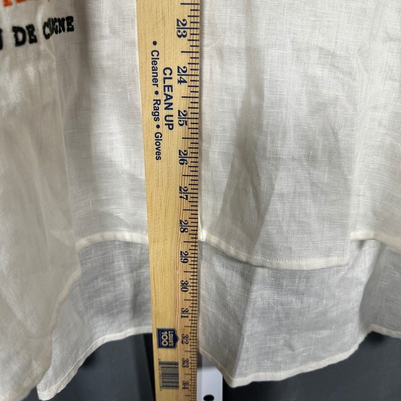 NWT Agua Bendita Ete Swan Shirt 100% Linen Embroidered Cream M/L Cover Up Resort - Picture 11 of 12